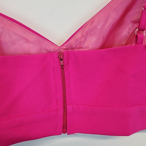 Nasty Gal Pink Tailored Bralette Size 10 V-neck Back Zip Adjustable Barbiecore - Picture 5 of 12